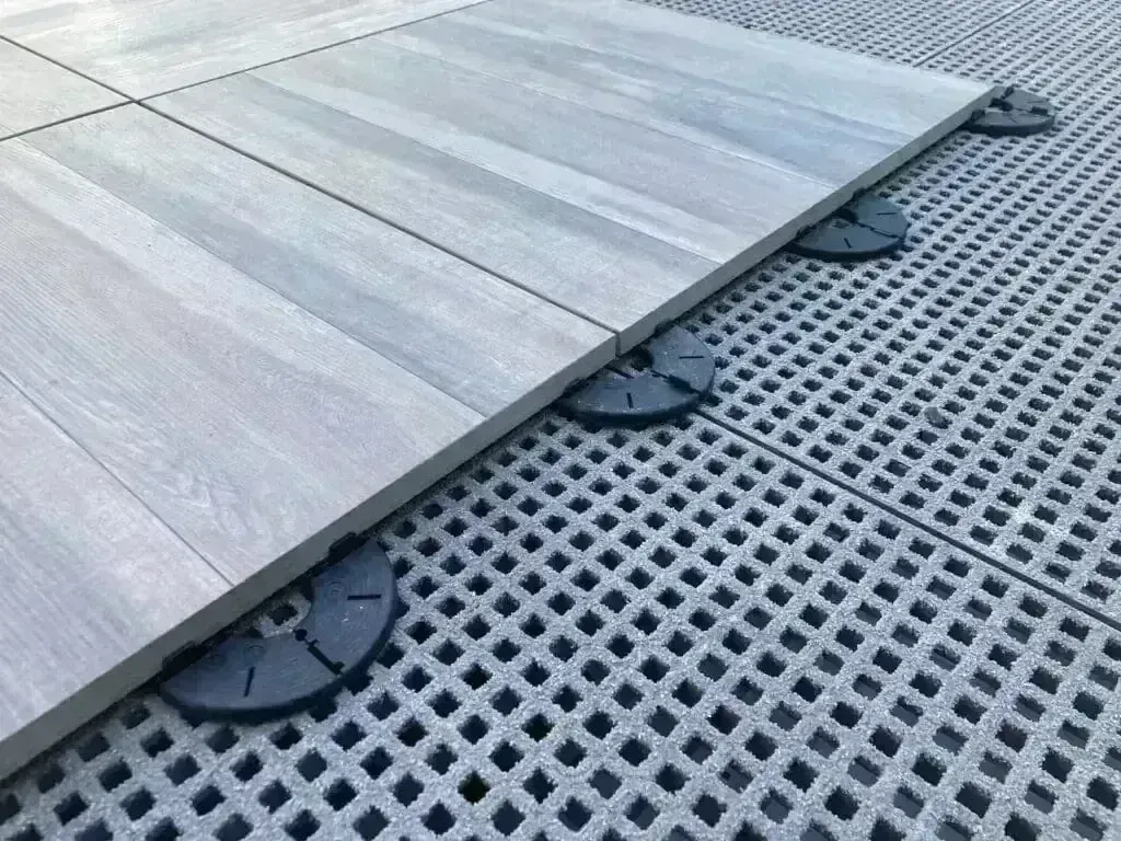 SkyWalk Porcelain Roof Pavers on Fall Protection Grates