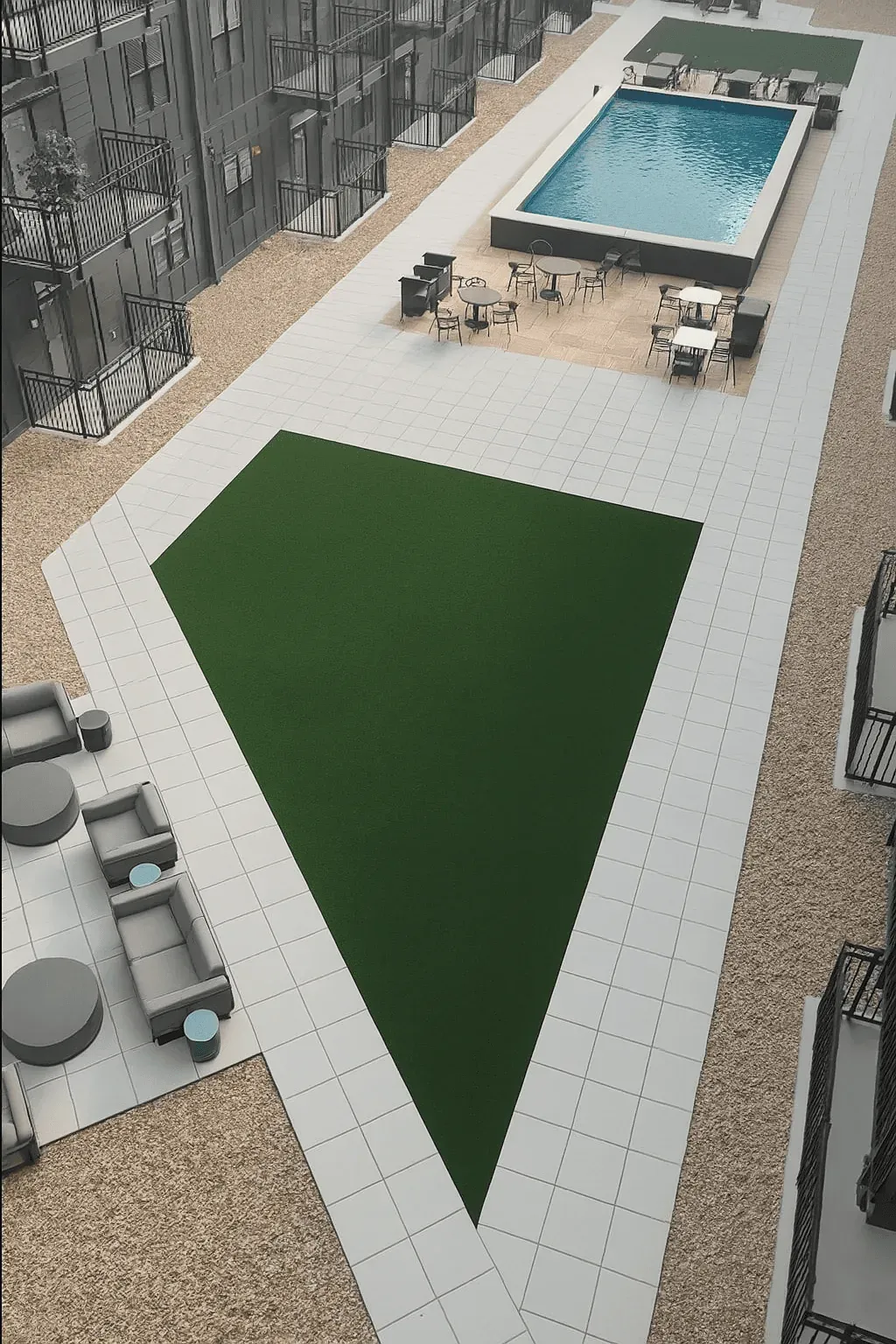 Wesley Place Apartments - Indianapolis, IN - SD-89D Poolside Retreat Concrete Pavers, Ipe Deck Tiles, Turf