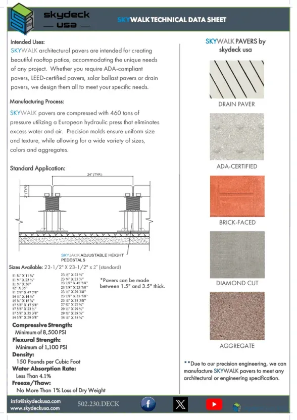 SkyWalk Concrete Paver Technical Data Sheet