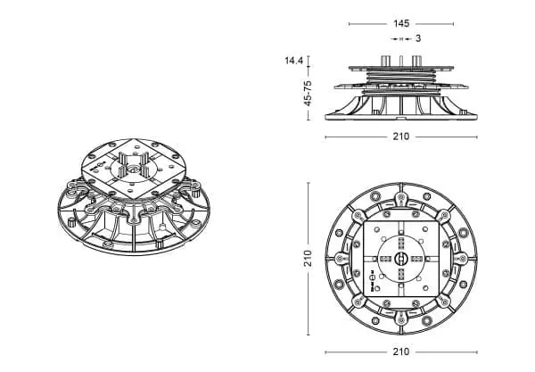 SD-M - 1.95" - 3" Adjustable Pedestal - Image 3