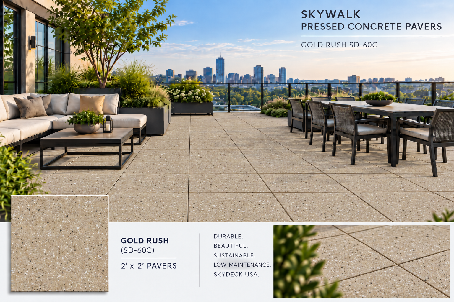 Gold Rush SkyWalk concrete paver (SD-60C) by SkyDeck USA