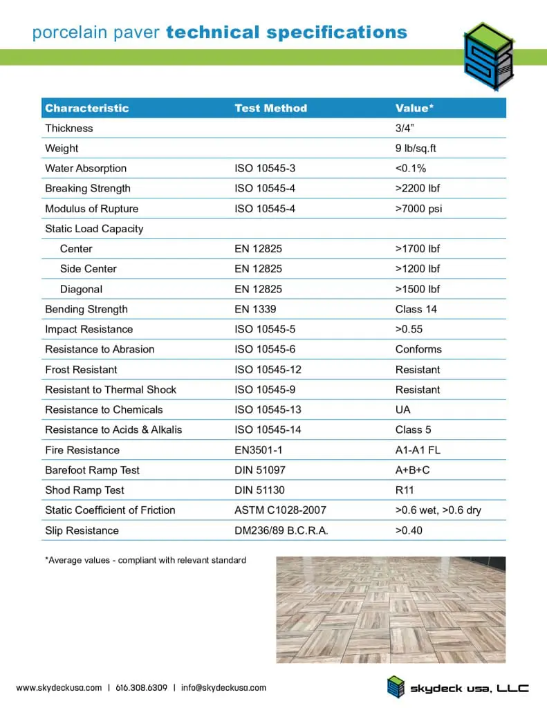 thumbnail of SkyWalk Porcelain Paver Technical Data Sheet