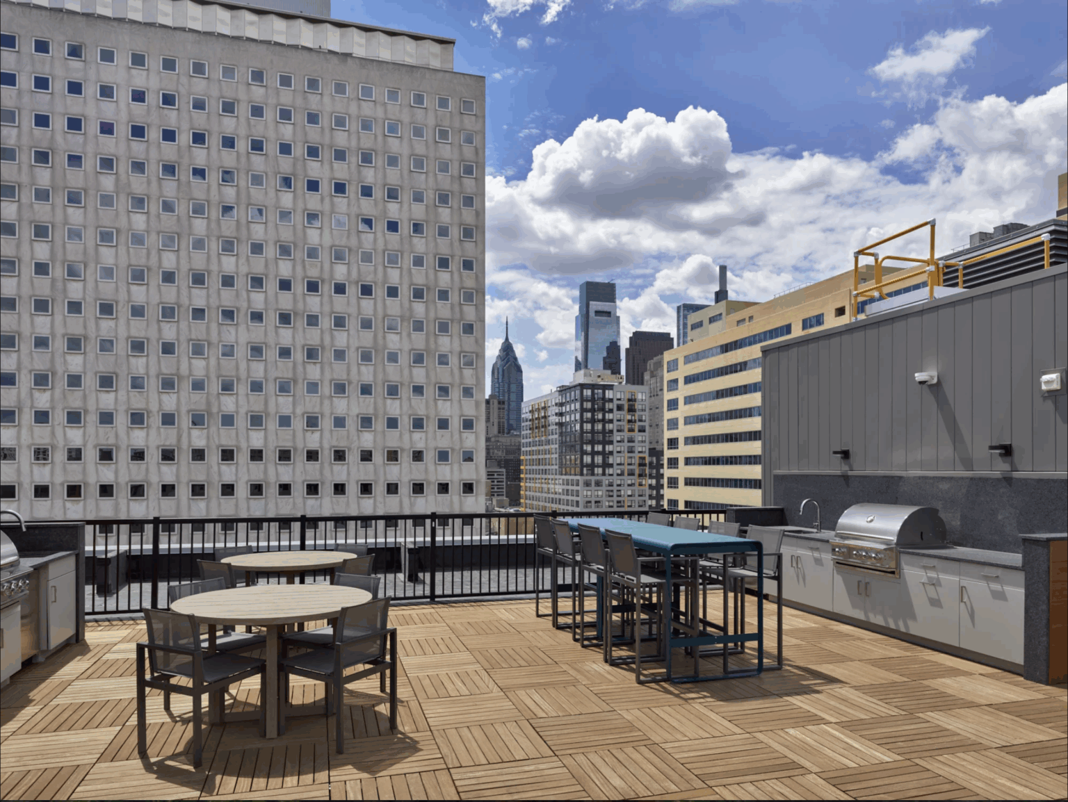 SkyWalk Ipe Wood Tile Roof Deck at LVL North Philadelphia Apartments - Philadelphia, PA by Skydeck USA
