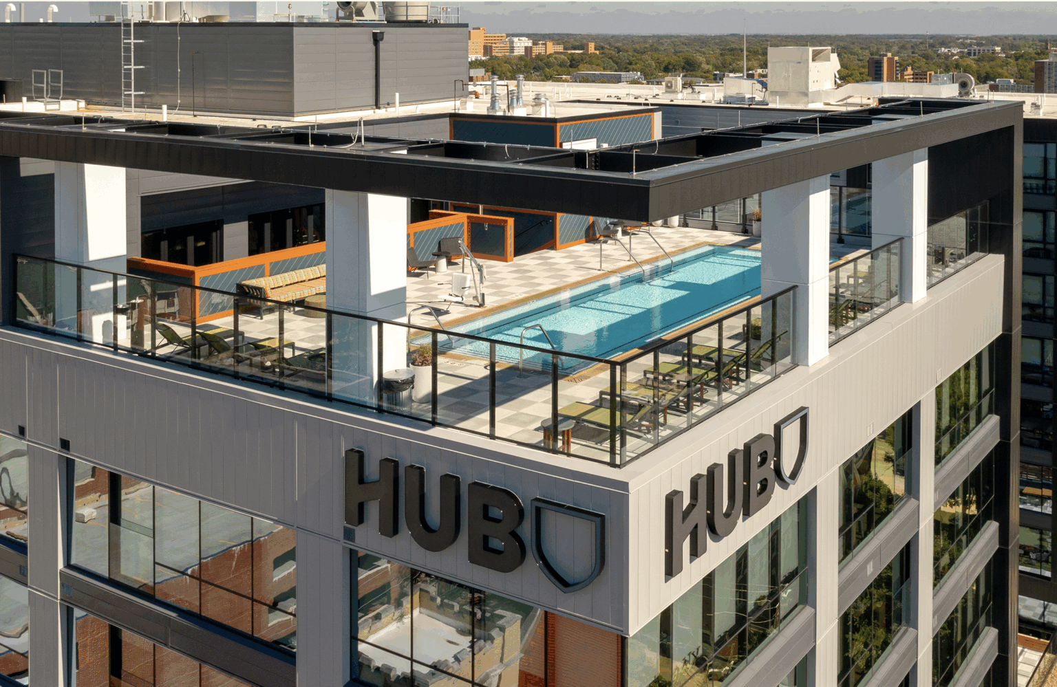 Pool Roof Deck at The Hub on Campus - University of Illinois - Champaign, IL3 - SD-56C Light Gray and SD-91D Lakeshore Concrete Pavers