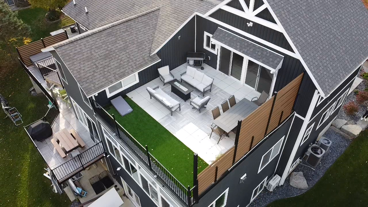 Terrazzo Cool White and Canyonwood Ivory 2cm Porcelain Pavers by Skydeck USA