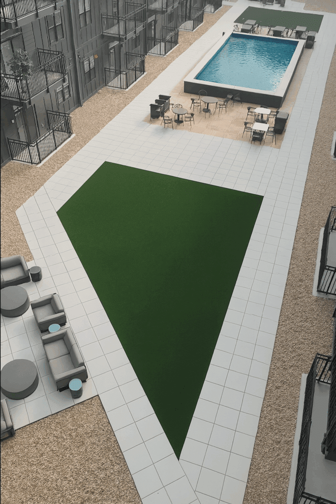 Rooftop Deck Design Ideas - Concrete, Turf and Ipe Wood Deck Tiles 