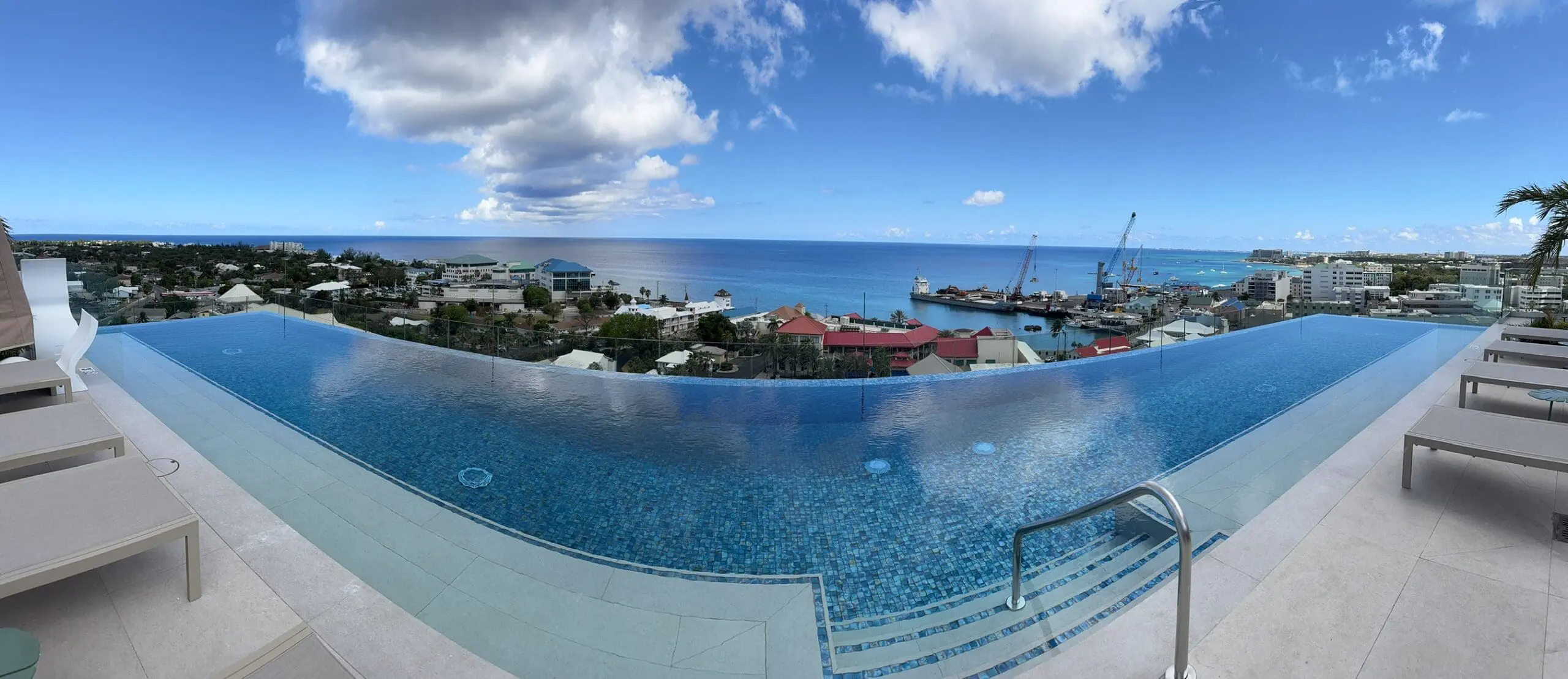 Rooftop Pool on OneGT Hotel with porcelain pavers on pedestals in Grand Cayman Island by Skydeck USA