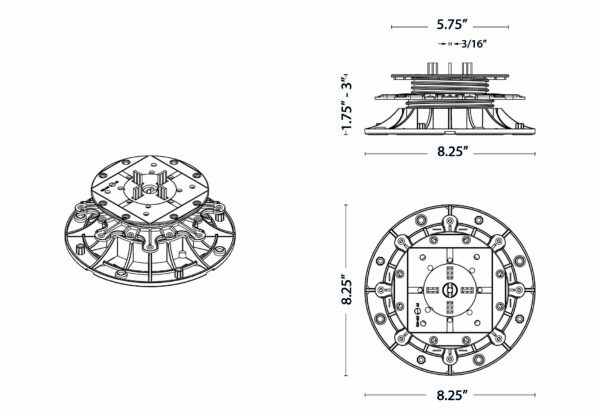 SD-M - 1.75" - 3" Adjustable Pedestal - Image 3