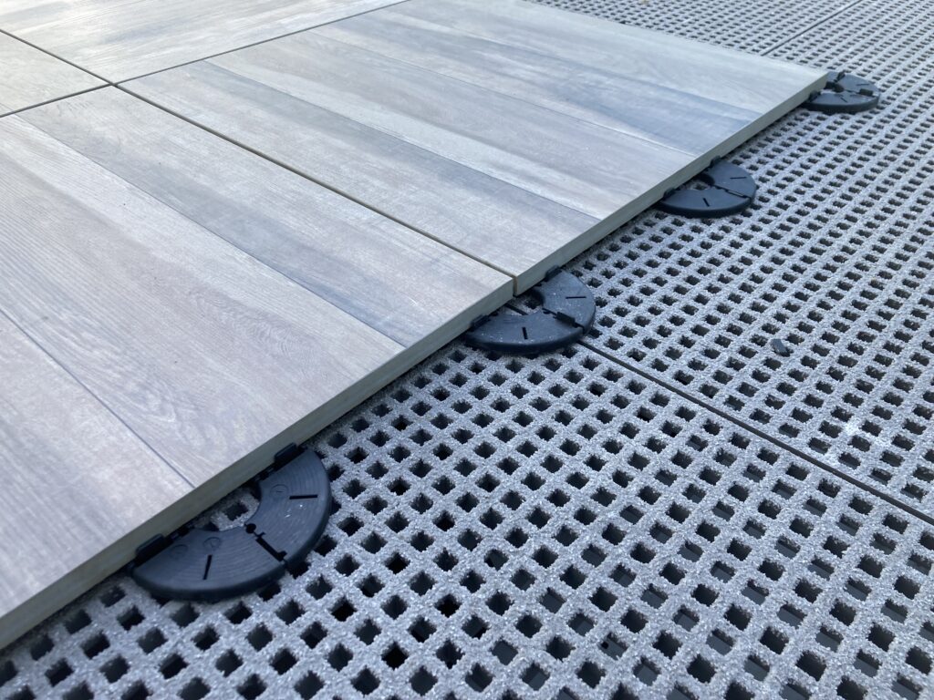 SkyWalk Porcelain Roof Pavers on Fall Protection Grates