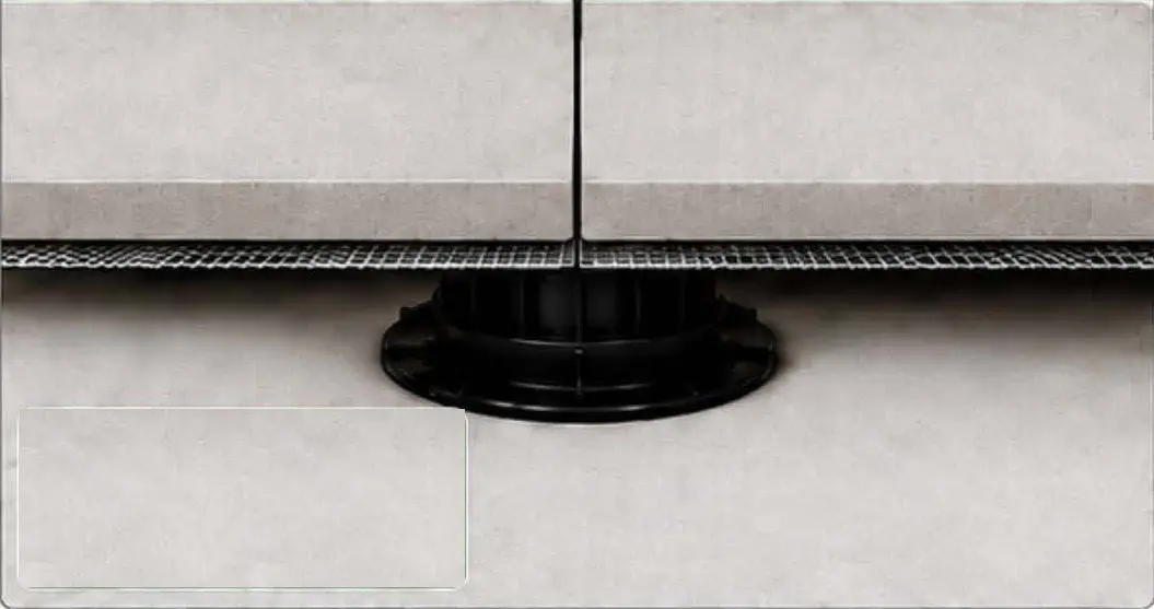 Fiberglass mesh factory bonded to the underside of a porcelain paver